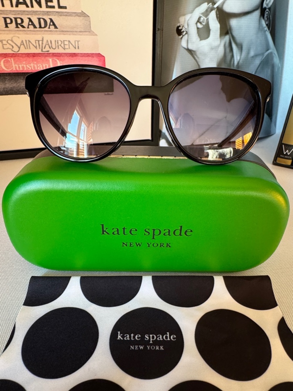 kate spade Black Frame Sunglasses with Gradient Lenses.  NWOT